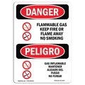 Signmission Safety Sign, OSHA Danger, 14" Height, Aluminum, Flammable Gas Keep Fire Away Spanish OS-DS-A-1014-VS-1235